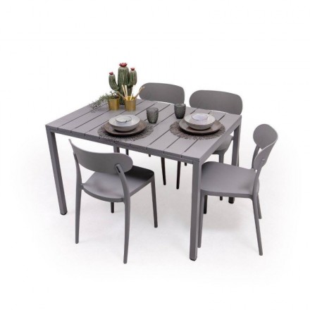 Conjunto de Jardín  de  Mesa Rectangular AMBAR  y 4 Sillas EYRE  de Polipropileno