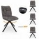 pack 4 Sillas Giratoria 360º LUNA Tapizada en Tela Beige o Gris – Patas Metálicas Negras