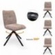 pack 4 Sillas Giratoria 360º LUNA Tapizada en Tela Beige o Gris – Patas Metálicas Negras
