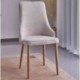Silla de comedor QUEEN tapizada en tela y patas metálicas en acabado madera