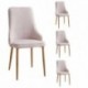 Pack de 4 sillas de comedor QUEEN, tapizadas en tela, patas metálicas en acabado madera