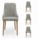 Pack de 4 sillas de comedor QUEEN, tapizadas en tela, patas metálicas en acabado madera