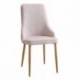 Pack de 4 sillas de comedor QUEEN, tapizadas en tela, patas metálicas en acabado madera