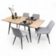 Mesa de Comedor Extensible NELA con Tapa de Melamina y Patas Metálicas Negras