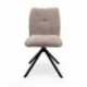 Silla Giratoria 360º LUNA Tapizada en Tela Beige o Gris – Patas Metálicas Negras