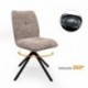 Silla Giratoria 360º LUNA Tapizada en Tela Beige o Gris – Patas Metálicas Negras