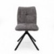 Silla Giratoria 360º LUNA Tapizada en Tela Beige o Gris – Patas Metálicas Negras