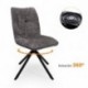 Silla Giratoria 360º LUNA Tapizada en Tela Beige o Gris – Patas Metálicas Negras