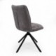 Silla Giratoria 360º LUNA Tapizada en Tela Beige o Gris – Patas Metálicas Negras