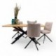 Silla Giratoria 360º LUNA Tapizada en Tela Beige o Gris – Patas Metálicas Negras