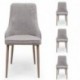 Pack de 4 Sillas Tapizadas QUEEN en Tela Gris claro y Patas Crema