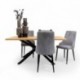 Pack de 4 sillas de comedor QUEEN, tapizadas en tela, patas metálicas en color negro