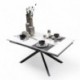 Mesa de Comedor Extensible KATIA con Tapa Cerámica Símil Mármol Blanco y Patas Negras