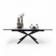 Mesa de Comedor Extensible KATIA con Tapa Cerámica Símil Mármol Blanco y Patas Negras
