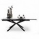 Mesa de Comedor Extensible KATIA con Tapa Cerámica Símil Mármol Blanco y Patas Negras