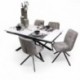 Mesa de Comedor Extensible KATIA con Tapa Cerámica Símil Mármol Blanco y Patas Negras