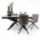 Mesa de Comedor Extensible KATIA con Tapa Cerámica Símil Mármol Blanco y Patas Negras