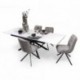 Mesa de Comedor Extensible KATIA con Tapa Cerámica Símil Mármol Blanco y Patas Negras