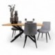 Conjunto de comedor TAMI DUBAI mesa fija de madera maciza + 2 sillas tapizadas