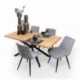 Conjunto de comedor TAMI DUBAI mesa fija de madera maciza + 2 sillas tapizadas