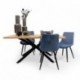 Conjunto de comedor TAMI DUBAI mesa fija de madera maciza + 2 sillas tapizadas