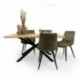 Conjunto de comedor TAMI DUBAI mesa fija de madera maciza + 2 sillas tapizadas