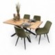 Conjunto de comedor TAMI DUBAI mesa fija de madera maciza + 2 sillas tapizadas