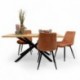 Conjunto de comedor TAMI DUBAI mesa fija de madera maciza + 2 sillas tapizadas