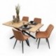 Conjunto de comedor TAMI DUBAI mesa fija de madera maciza + 2 sillas tapizadas