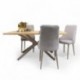 Conjunto de Comedor TAMI QUEEN con Mesa Fija de Madera Maciza y 4 Sillas Tapizadas en Tela Gris