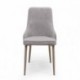 Conjunto de Comedor TAMI QUEEN con Mesa Fija de Madera Maciza y 4 Sillas Tapizadas en Tela Gris
