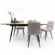 Conjunto de Comedor Extensible NELA/SALA  – Mesa de 140 a 180 cm + 4 Sillas Tapizadas con Patas Metálicas Negras