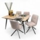 Conjunto de Comedor NELA/LUNA Mesa  Extensible 140 cm con 4 Sillas Giratorias Tapizadas
