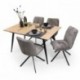 Conjunto de Comedor NELA/LUNA Mesa  Extensible 140 cm con 4 Sillas Giratorias Tapizadas