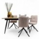 Conjunto de Comedor NELA/LUNA Mesa  Extensible 140 cm con 4 Sillas Giratorias Tapizadas