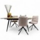 Conjunto de Comedor NELA/LUNA Mesa  Extensible 140 cm con 4 Sillas Giratorias Tapizadas