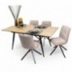Conjunto de Comedor NELA/LUNA Mesa  Extensible 140 cm con 4 Sillas Giratorias Tapizadas