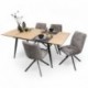 Conjunto de Comedor NELA/LUNA Mesa  Extensible 140 cm con 4 Sillas Giratorias Tapizadas