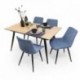 Conjunto de Comedor NELA/DUBAI Mesa Extensible 140 cm con 4 Sillas Tapizadas