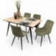 Conjunto de Comedor NELA/DUBAI Mesa Extensible 140 cm con 4 Sillas Tapizadas