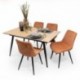 Conjunto de Comedor NELA/DUBAI Mesa Extensible 140 cm con 4 Sillas Tapizadas