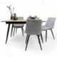 Conjunto de Comedor NELA/DUBAI Mesa Extensible 140 cm con 4 Sillas Tapizadas