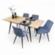 Conjunto de Comedor NELA/DUBAI Mesa Extensible 140 cm con 4 Sillas Tapizadas
