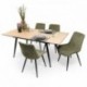 Conjunto de Comedor NELA/DUBAI Mesa Extensible 140 cm con 4 Sillas Tapizadas