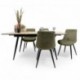 Conjunto de Comedor NELA/DUBAI Mesa Extensible 140 cm con 4 Sillas Tapizadas