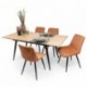 Conjunto de Comedor NELA/DUBAI Mesa Extensible 140 cm con 4 Sillas Tapizadas