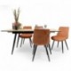 Conjunto de Comedor NELA/DUBAI Mesa Extensible 140 cm con 4 Sillas Tapizadas