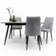 Conjunto de Comedor NELA/QUEEN Mesa Extensible 140 cm y 4 Sillas Tapizadas en Tela Gris