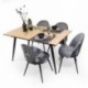 Conjunto de comedor NELA/MADEIRA Mesa de comedor extensible y 4 sillas tapizadas floral