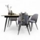 Conjunto de comedor NELA/MADEIRA Mesa de comedor extensible y 4 sillas tapizadas floral